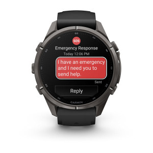 Смарт-годинник Garmin Fenix 9 Pro 43 мм AMOLED inReach Карбоново-сірий DLC титан з чорним/галечно-сірим силіконовим ремінцем