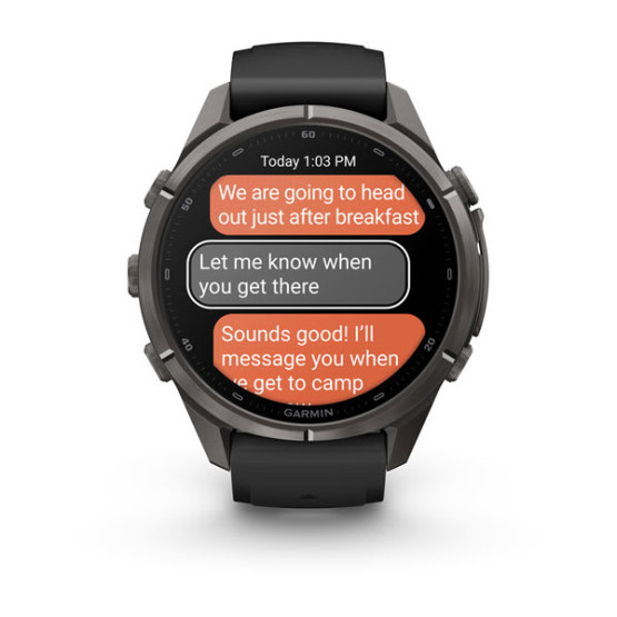 Смарт-годинник Garmin Fenix 9 Pro 43 мм AMOLED inReach Карбоново-сірий DLC титан з чорним/галечно-сірим силіконовим ремінцем
