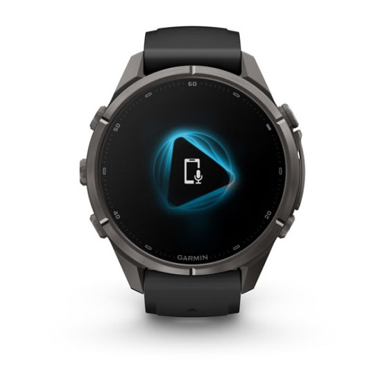 Смарт-годинник Garmin Fenix 9 Pro 43 мм AMOLED inReach Карбоново-сірий DLC титан з чорним/галечно-сірим силіконовим ремінцем