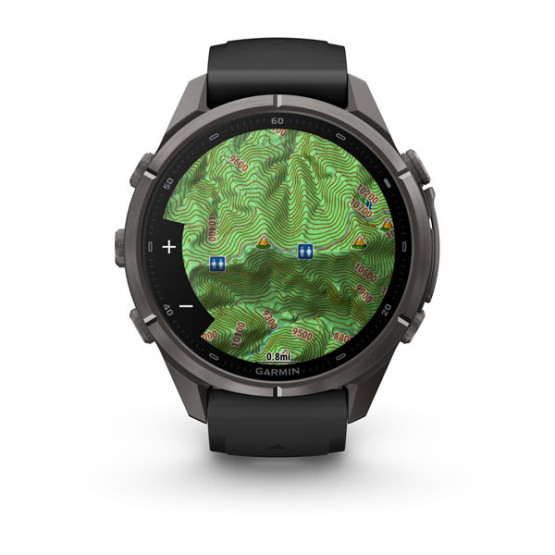 Смарт-годинник Garmin Fenix 9 Pro 43 мм AMOLED inReach Карбоново-сірий DLC титан з чорним/галечно-сірим силіконовим ремінцем
