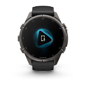 Смарт-годинник Garmin Fenix 9 Pro 43 мм AMOLED Карбоново-сірий DLC титан з чорним/галечно-сірим силіконовим ремінцем