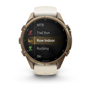 Смарт-годинник Garmin Fenix 9 Pro 43 мм AMOLED inReach Титан «осіннє золото» з кремовим/французьким сірим силіконовим ремінцем