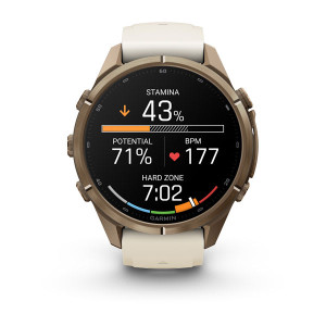 Смарт-годинник Garmin Fenix 9 Pro 43 мм AMOLED Титан «осіннє золото» з кремовим/французьким сірим силіконовим ремінцем