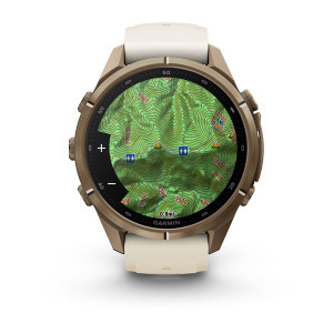 Смарт-годинник Garmin Fenix 9 Pro 43 мм AMOLED Титан «осіннє золото» з кремовим/французьким сірим силіконовим ремінцем