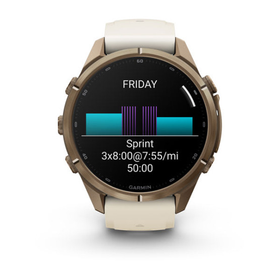 Смарт-годинник Garmin Fenix 9 Pro 43 мм AMOLED Титан «осіннє золото» з кремовим/французьким сірим силіконовим ремінцем Смарт-годинник Garmin Fenix 9 Pro 43 мм AMOLED Титан «осіннє золото» з кремовим/французьким сірим силіконовим ремінцем