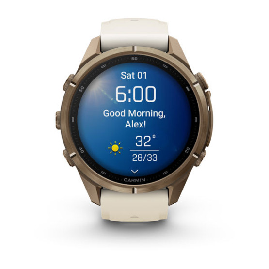 Смарт-годинник Garmin Fenix 9 Pro 43 мм AMOLED Титан «осіннє золото» з кремовим/французьким сірим силіконовим ремінцем Смарт-годинник Garmin Fenix 9 Pro 43 мм AMOLED Титан «осіннє золото» з кремовим/французьким сірим силіконовим ремінцем