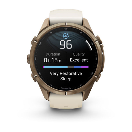 Смарт-годинник Garmin Fenix 9 Pro 43 мм AMOLED Титан «осіннє золото» з кремовим/французьким сірим силіконовим ремінцем Смарт-годинник Garmin Fenix 9 Pro 43 мм AMOLED Титан «осіннє золото» з кремовим/французьким сірим силіконовим ремінцем
