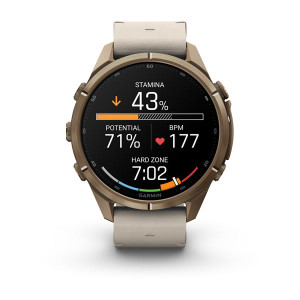 Смарт-годинник Garmin Fenix 9 Pro 43 мм AMOLED inReach Титан «осіннє золото» з молочно-білим шкіряним ремінцем
