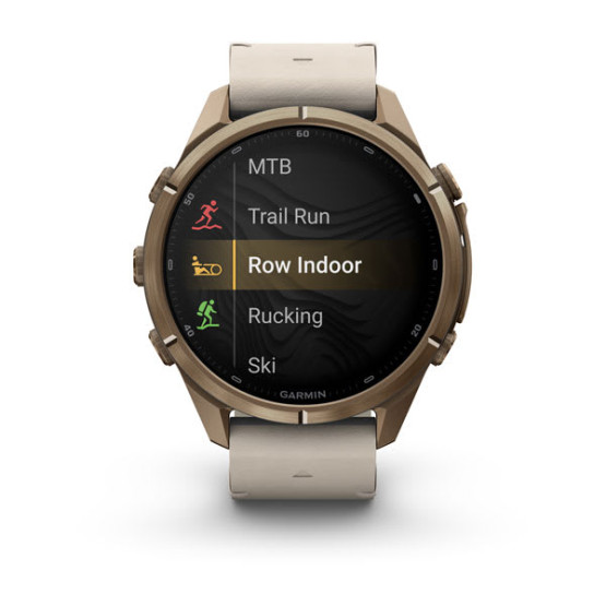 Смарт-годинник Garmin Fenix 9 Pro 43 мм AMOLED inReach Титан «осіннє золото» з молочно-білим шкіряним ремінцем