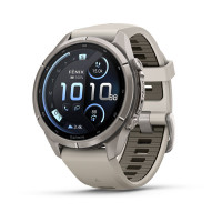 Смарт-часы Garmin Fenix 9 Pro 43 мм AMOLED inReach Титановый с туманно-серым/тёмно-песочным силиконовым ремешком