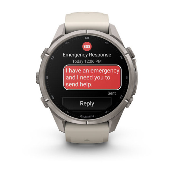 Смарт-годинник Garmin Fenix 9 Pro 43 мм AMOLED inReach Титановий з туманно-сірим/темно-піщаним силіконовим ремінцем