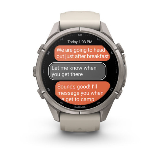 Смарт-годинник Garmin Fenix 9 Pro 43 мм AMOLED inReach Титановий з туманно-сірим/темно-піщаним силіконовим ремінцем