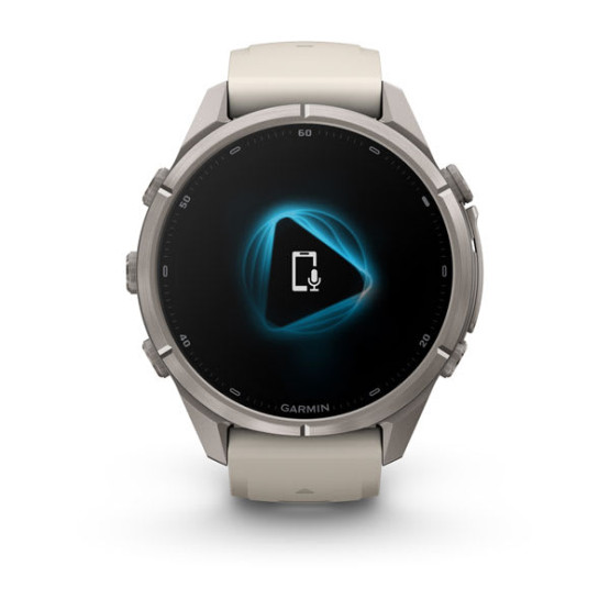Смарт-годинник Garmin Fenix 9 Pro 43 мм AMOLED inReach Титановий з туманно-сірим/темно-піщаним силіконовим ремінцем