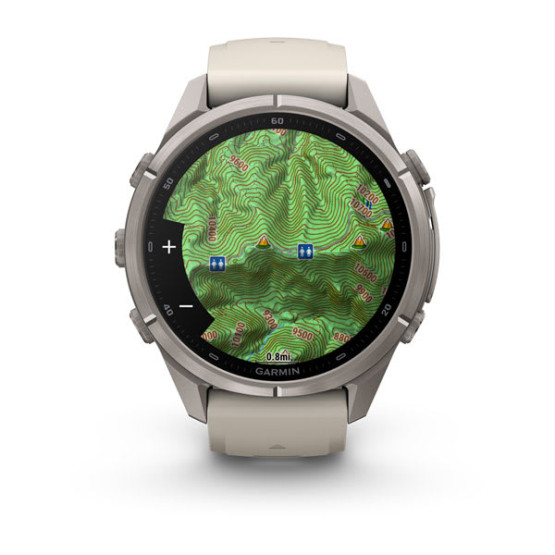 Смарт-годинник Garmin Fenix 9 Pro 43 мм AMOLED inReach Титановий з туманно-сірим/темно-піщаним силіконовим ремінцем