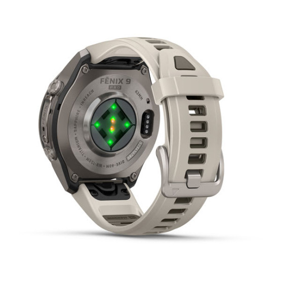 Смарт-годинник Garmin Fenix 9 Pro 43 мм AMOLED inReach Титановий з туманно-сірим/темно-піщаним силіконовим ремінцем