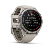 Смарт-годинник Garmin Fenix 9 Pro 43 мм AMOLED Титановий з туманно-сірим/темно-піщаним силіконовим ремінцем