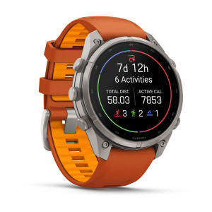 Смарт-годинник Garmin Fenix 9 Pro 47 мм AMOLED inReach Титановий з осінньо-помаранчевим/іскристо-помаранчевим силіконовим ремінцем