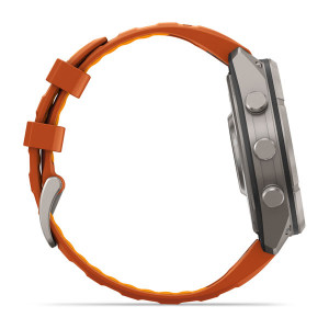 Смарт-годинник Garmin Fenix 9 Pro 47 мм AMOLED inReach Титановий з осінньо-помаранчевим/іскристо-помаранчевим силіконовим ремінцем