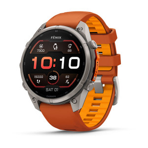Смарт-годинник Garmin Fenix 9 Pro 47 мм AMOLED Титановий з осінньо-помаранчевим/іскристо-помаранчевим силіконовим ремінцем