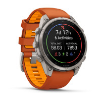 Смарт-годинник Garmin Fenix 9 Pro 47 мм AMOLED Титановий з осінньо-помаранчевим/іскристо-помаранчевим силіконовим ремінцем