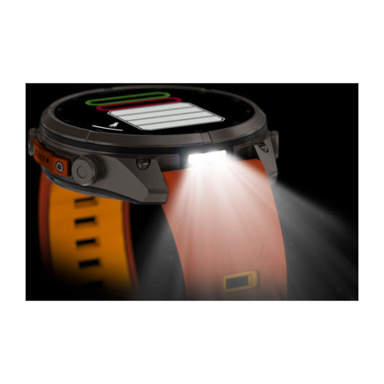 Смарт-годинник Garmin Fenix 9 Pro 47 мм AMOLED Титановий з осінньо-помаранчевим/іскристо-помаранчевим силіконовим ремінцем