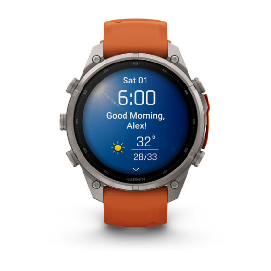 Смарт-годинник Garmin Fenix 9 Pro 47 мм AMOLED Титановий з осінньо-помаранчевим/іскристо-помаранчевим силіконовим ремінцем