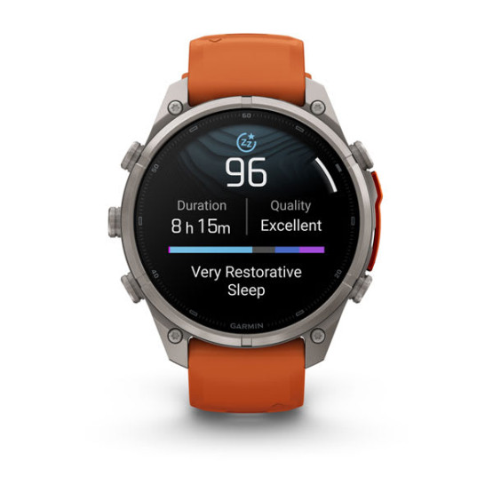 Смарт-годинник Garmin Fenix 9 Pro 47 мм AMOLED Титановий з осінньо-помаранчевим/іскристо-помаранчевим силіконовим ремінцем