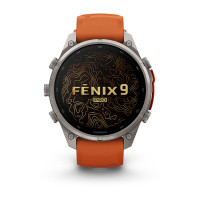 Смарт-годинник Garmin Fenix 9 Pro 47 мм AMOLED Титановий з осінньо-помаранчевим/іскристо-помаранчевим силіконовим ремінцем
