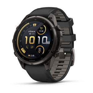 Смарт-годинник Garmin Fenix 9 Pro 47 мм AMOLED inReach Карбоново-сірий DLC титан з чорним/галечно-сірим силіконовим ремінцем