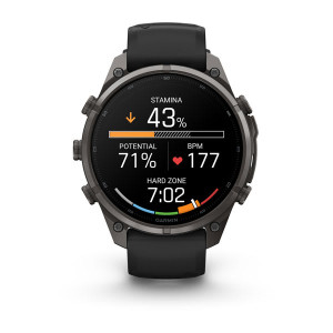 Смарт-годинник Garmin Fenix 9 Pro 47 мм AMOLED inReach Карбоново-сірий DLC титан з чорним/галечно-сірим силіконовим ремінцем