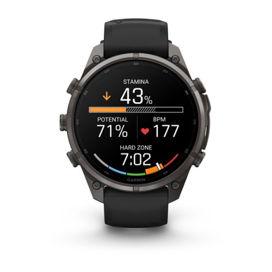 Смарт-годинник Garmin Fenix 9 Pro 47 мм AMOLED inReach Карбоново-сірий DLC титан з чорним/галечно-сірим силіконовим ремінцем