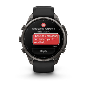 Смарт-годинник Garmin Fenix 9 Pro 47 мм AMOLED inReach Карбоново-сірий DLC титан з чорним/галечно-сірим силіконовим ремінцем