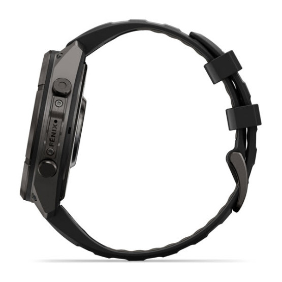 Смарт-годинник Garmin Fenix 9 Pro 47 мм AMOLED inReach Карбоново-сірий DLC титан з чорним/галечно-сірим силіконовим ремінцем