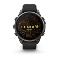 Смарт-годинник Garmin Fenix 9 Pro 47 мм AMOLED inReach Карбоново-сірий DLC титан з чорним/галечно-сірим силіконовим ремінцем
