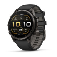 Смарт-часы Garmin Fenix 9 Pro 47 мм AMOLED Карбоново-серый DLC титан с чёрным/галечно-серым силиконовым ремешком