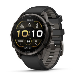 Смарт-годинник Garmin Fenix 9 Pro 47 мм AMOLED Карбоново-сірий DLC титан з чорним/галечно-сірим силіконовим ремінцем