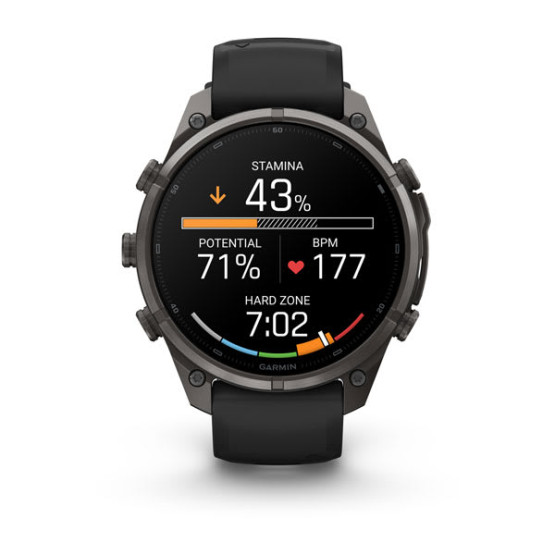 Смарт-годинник Garmin Fenix 9 Pro 47 мм AMOLED Карбоново-сірий DLC титан з чорним/галечно-сірим силіконовим ремінцем