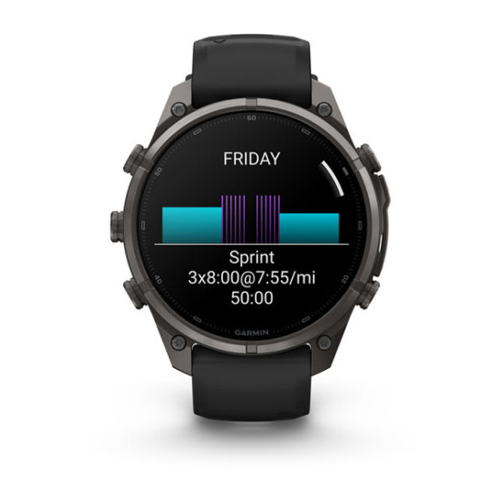 Смарт-годинник Garmin Fenix 9 Pro 47 мм AMOLED Карбоново-сірий DLC титан з чорним/галечно-сірим силіконовим ремінцем