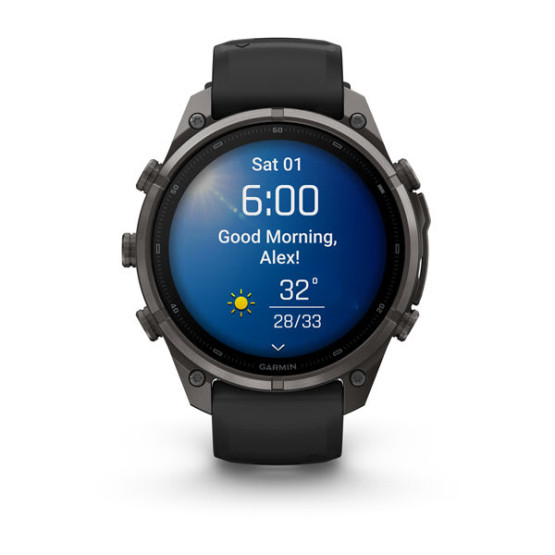 Смарт-годинник Garmin Fenix 9 Pro 47 мм AMOLED Карбоново-сірий DLC титан з чорним/галечно-сірим силіконовим ремінцем