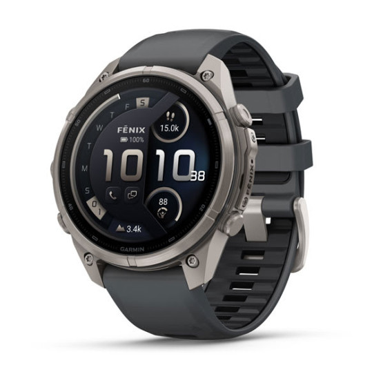 Смарт-годинник Garmin Fenix 9 Pro 47 мм AMOLED inReach Титановий з графітовим/чорним силіконовим ремінцем