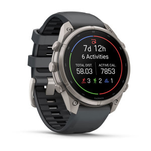 Смарт-годинник Garmin Fenix 9 Pro 47 мм AMOLED inReach Титановий з графітовим/чорним силіконовим ремінцем