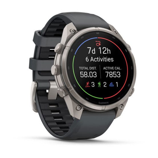 Смарт-годинник Garmin Fenix 9 Pro 47 мм AMOLED inReach Титановий з графітовим/чорним силіконовим ремінцем