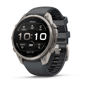 Смарт-годинник Garmin Fenix 9 Pro 47 мм AMOLED Титановий з графітовим/чорним силіконовим ремінцем
