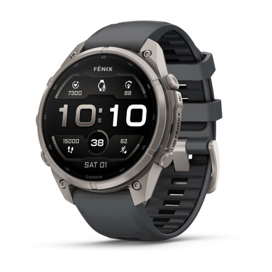 Смарт-годинник Garmin Fenix 9 Pro 47 мм AMOLED Титановий з графітовим/чорним силіконовим ремінцем