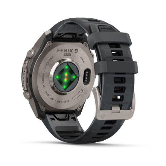 Смарт-годинник Garmin Fenix 9 Pro 47 мм AMOLED Титановий з графітовим/чорним силіконовим ремінцем