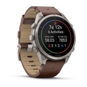 Смарт-годинник Garmin Fenix 9 Pro 47 мм AMOLED inReach Титановий з горіховим шкіряним ремінцем