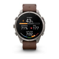 Смарт-часы Garmin Fenix 9 Pro 47 мм AMOLED inReach Титановый с ореховым кожаным ремешком