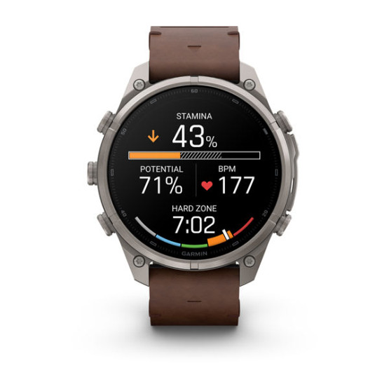 Смарт-годинник Garmin Fenix 9 Pro 47 мм AMOLED inReach Титановий з горіховим шкіряним ремінцем