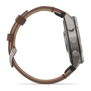 Смарт-годинник Garmin Fenix 9 Pro 47 мм AMOLED inReach Титановий з горіховим шкіряним ремінцем