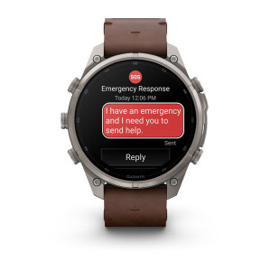 Смарт-годинник Garmin Fenix 9 Pro 47 мм AMOLED inReach Титановий з горіховим шкіряним ремінцем